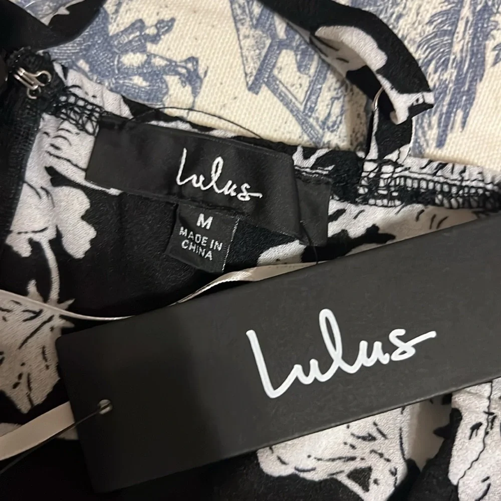 Lulus Darling Daylily White and Black Floral Print High-Low Maxi Dress, NWT - Picture 16 of 17